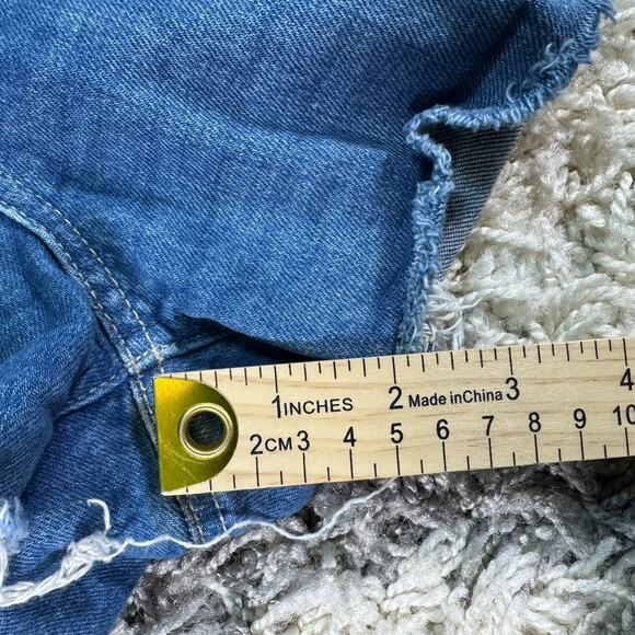 Paige Sarah High Rise Shorts Distressed Cut Offs Jean Denim Raw Hem Size 27 - Picture 6 of 7